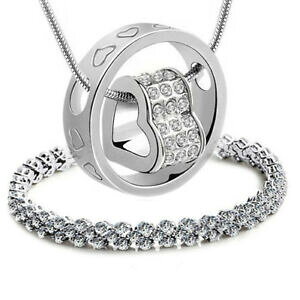 yzANZT[@lbNXVo[n[g`F[XtXL[n[guXbgZbg`F[cadena corazn de plata swarovski cristal set corazn cadena pulsera estuche de regalo jo