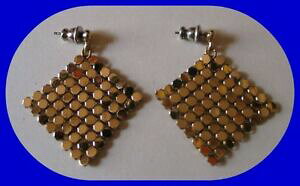 �y���������z�A�N�Z�T���[�@�l�b�N���X���^���h�[���r���e�[�W�C�������Oancien bijou boucles doreilles cote de maille mtal dor vintage earrings