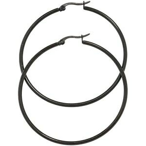 �y���������z�A�N�Z�T���[�@�l�b�N���X�X�e�����X�X�`�[���Q�����f�}�_��creolen alrededor de acero inoxidable negro recubierto pendientes, klappcreolen, seora