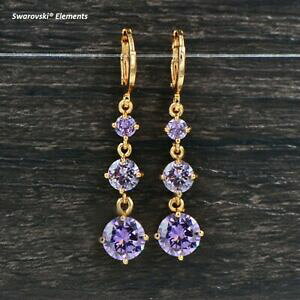 yzANZT[@lbNXXtXL[boucles doreille pendantes dores 4 ranges swarovski elments mauves