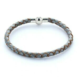 �y���������z�A�N�Z�T���[�@�l�b�N���X�u���X���b�g���U�[�X�`�[��hombre favorito pulsera pulsera de cuero 0,5cm trenzada color acero metalizado
