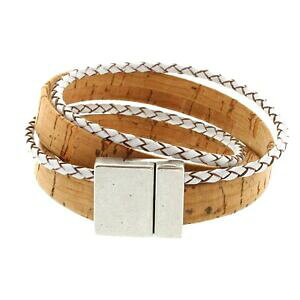 �y���������z�A�N�Z�T���[�@�l�b�N���X�R���N�u���X���b�g���[�vhombre favorito brazalete pulsera corcho 1,5 cm con cuerda blanca estar envuelto 2x