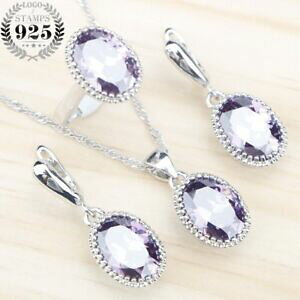 yzANZT[@lbNXlbNXCOVo[NX}Xoval purpura cz anillo nupcial conjuntos pendientes de plata 925 collares navidad regalos para ella