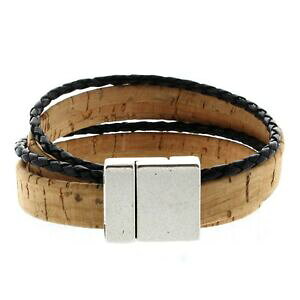 �y���������z�A�N�Z�T���[�@�l�b�N���X�R���N�u���X���b�g�X�g���b�vhombre favorito brazalete pulsera corcho 1,5 cm con cuerda negra estar envuelto 2x