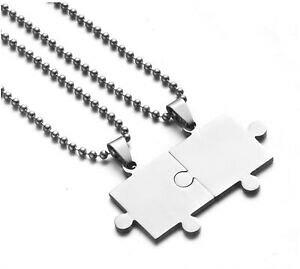 �y���������z�A�N�Z�T���[�@�l�b�N���X�h�i�p�Y��collana uomo donna acciaio inox coppia collane puzzle spezzato incisioni nome da