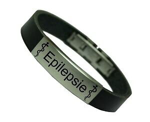 �y���������z�A�N�Z�T���[�@�l�b�N���X�t�B�b�g�u���X���b�gsos emergencia pulsera de cuero epilepsia epilptico seora caballero negro primeros auxilios