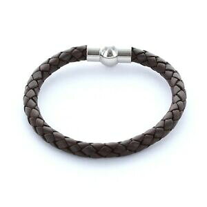 �y���������z�A�N�Z�T���[�@�l�b�N���X�u���X���b�g���U�[�u���E��hombre favorito pulsera pulsera de cuero 0,5cm trenzada color marrn