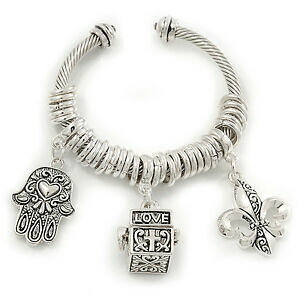 yzANZT[@lbNXcCXguXbgplata trenzado encanto brazalete pulsera ajustable