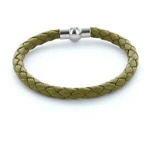 �y���������z�A�N�Z�T���[�@�l�b�N���X�u���X���b�g���U�[�I���[�uhombre favorito pulsera pulsera de cuero 0,5cm trenzada color olive