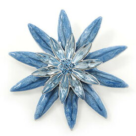 【送料無料】アクセサリー　ネックレスluz azul esmalte flor broche en plata chapado 60mm de dimetro