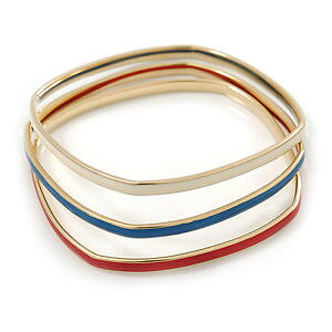 yzANZT[@lbNXXbvGiuXbgZbgconjunto de 3 blancorojoazul esmalte cuadrado slipon brazalete en chapado en oro 19cm le