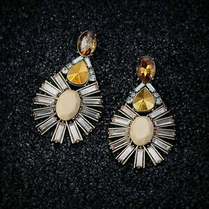 �y���������z�A�N�Z�T���[�@�l�b�N���X�C�������O�S�[���f���x�[�W���N���b�v�I�����W�A�[���f�R�h���b�vpendientes clip on no perforado dorado beis gota grande ambar deco a2