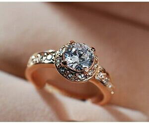 �y���������z�A�N�Z�T���[�@�l�b�N���X�S�[���f�������O�K���X���[�Y�S�[���h���b�L�G���Q�[�W�����glujo anillo mujer rosa dorado chapado cristal de compromiso idea regalo boda