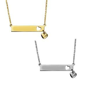 �y���������z�A�N�Z�T���[�@�l�b�N���X�X�^�[�����O�V���o�[�o�[�n�[�g�y���_���g�l�b�N���Xplata de ley gravable collar de barra con cado colgante corazn