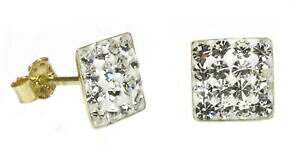 yzANZT[@lbNXI[XgACOfUCaretes oro 9ct diseo cuadrado 7mm a travs de con cristales austriacos claro