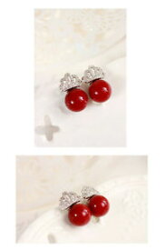 【送料無料】アクセサリー　ネックレスネイルチップイヤリングシルバークラスpendientes clavo puntita corona perla rojo plateado zirconita clase g1 82