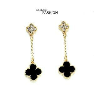 �y���������z�A�N�Z�T���[�@�l�b�N���X�S�[���f���N���b�vpendienteorejas clips mi largo hileras dorado no perforado flor negro cristal