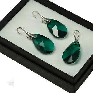 yzANZT[@lbNX~GhXtXL[Vo[COZbgpendientes de plataset hecha con cristales de swarovski 22mm pera esmeralda