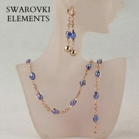 【送料無料】アクセサリー　ネックレスブレスレットスワロフスキートップboucles doreilles collier bracelet swarovski elements bleus top qualit