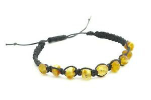 �y���������z�A�N�Z�T���[�@�l�b�N���X�o���g�u���X���b�g�R�[�hadulto miel cruda mbar bltico pulsera ajustable trenzado cordn negro 18 cm 21 cm