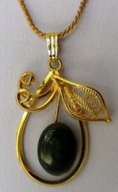 【送料無料】アクセサリー　ネックレスプラークビンテージパールヒスイpendentif plaqu or collier ancien bijou vintage filigrane perle jade fonc 658