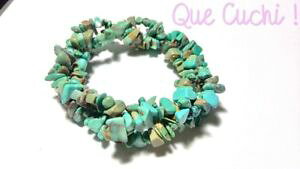 �y���������z�A�N�Z�T���[�@�l�b�N���X�^�[�R�C�Y�`�b�v�u���X���b�gbracelet lastique tress en chips de turquoise
