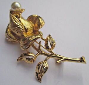 yzANZT[@lbNXu[`Be[Wp[ancienne broche bijou vintage fleur couleur or perle pingle 1752