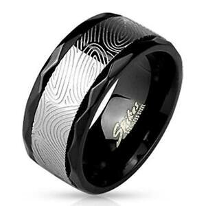 �y���������z�A�N�Z�T���[�@�l�b�N���X�u���b�N�X�e�����X�X�`�[���X�s�i�V���o�[�Z���^�[�����Oanillo de acero inoxidable negro 10mm ancho hilandero centro plata 19 22