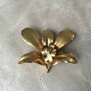 �y���������z�A�N�Z�T���[�@�l�b�N���X�r���e�[�W�t�����X�u���[�`�y���_���gbroche pendentif orchide laiton dor vintage french brooch pendant