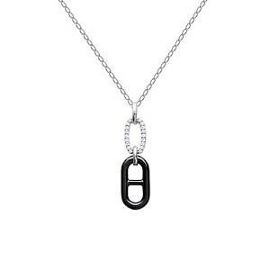 �y���������z�A�N�Z�T���[�@�l�b�N���X�R���A�[�A�[�W�F���g�W���R�j�E���k�tcollier en argent 925 rhodi, ceramique et zirconium neuf longueur au choix