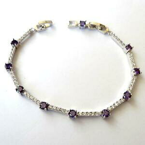 yzANZT[@lbNXejXAWFgrALAWXgbracciale tennis donna colore argento ametista zirconi bianchi 18 20 cm 77 n