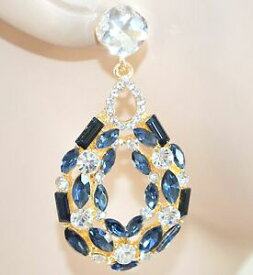 【送料無料】アクセサリー　ネックレスオロブルorecchini oro blu cristalli donna strass eleganti pendenti a goccia cerimonia z1