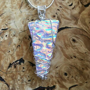 �y���������z�A�N�Z�T���[�@�l�b�N���X�X�p�[�N�����O���C���_�C�N���C�b�N���C���[�C�M���X�n���h���C�h�l�b�N���Xvino espumoso iridiscente alambre envuelto dicroico joyera collar hecho a mano en rein