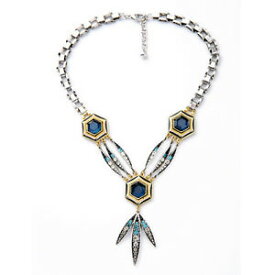 【送料無料】アクセサリー　ネックレスコリアーアールデコパンクcollier argent mi long pendantif feuille art deco bleu gros chaine punk ll 1