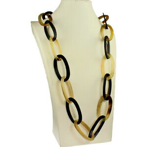 �y���������z�A�N�Z�T���[�@�l�b�N���X�o�b�t�@���[�T�C�Y�����N�l�b�N���X�����O�z�[�����C�����o���Nreal natural cuerno de bfalo grueso de gran tamao de gran forma oval enlace collar largo