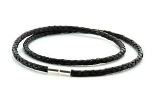 �y���������z�A�N�Z�T���[�@�l�b�N���X�����Y���U�[�J���[�X�^�[�����Ocollar de cuero para hombre 5 mmtrenzado originalplata esterlina giro cierrenegro