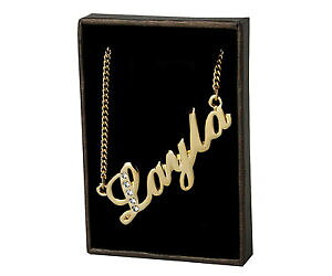 �y���������z�A�N�Z�T���[�@�l�b�N���X�l�[���l�b�N���X���C���S�[���h�R�~�b�g�����gcollar de nombre layla chapado en oro 18 ctregalo de navidadregalos de compromiso