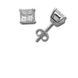 【送料無料】アクセサリー　ネックレスクワッドスターリングシルバープリンセスイヤリングカットtoc plata esterlina cudruple corte princesa cz 6mm aretes