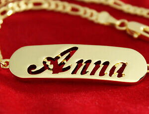 �y���������z�A�N�Z�T���[�@�l�b�N���X�u���X���b�gk�p�[�\�i���C�Ypulsera con nombre anna 18 k oro plateado plateado regalo personalizado