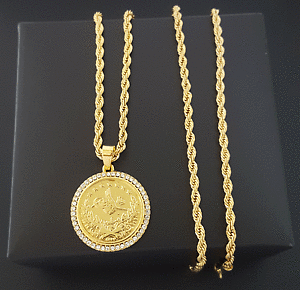 �y���������z�A�N�Z�T���[�@�l�b�N���X�S�[���h�`�F�[��tugra kolye cadena de oro osmanli 22 ayar altin kaplama kuyumcu modeleri moneda m1