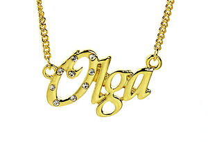 �y���������z�A�N�Z�T���[�@�l�b�N���X�S�[���h���b�L�N���X�}�X�l�b�N���X18k chapado en oro con collar con nombre olgabridal nombre cadena navidad cumpleaos