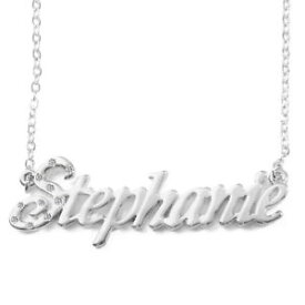 【送料無料】アクセサリー　ネックレスネームネックレスステファニーホワイトゴールドメッキカスタムcollar de nombre stephanie chapado en oro blanco 18ctnavidadregalos personalizados