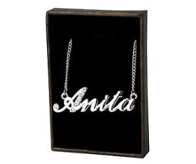 【送料無料】アクセサリー　ネックレスネームネックレスホワイトゴールドメッキプレートcollar de nombre anita chapado en oro blanco 18 ctplaca de nombreregalo de cumpleaos