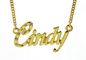 �y���������z�A�N�Z�T���[�@�l�b�N���X�S�[���h���b�L�l�b�N���X�N���X�}�X18k chapado en oro con collar con nombre cindycristales navidad ideas regalo para ella