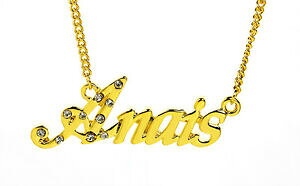 �y���������z�A�N�Z�T���[�@�l�b�N���X�S�[���h���b�L�l�b�N���X18k chapado en oro con collar con nombre anaiscompromiso dama regalo elegante
