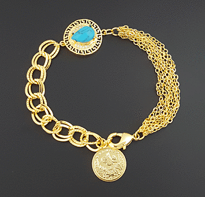 �y���������z�A�N�Z�T���[�@�l�b�N���X�S�[���h�u���X���b�gtugra altin bileklik ceyrek bilezik monedas pulsera de oro 22 ayar altin kaplama