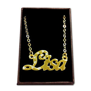 �y���������z�A�N�Z�T���[�@�l�b�N���X�S�[���h���b�L�l�b�N���Xchapado en oro con collar de nombrelisaideas de regalo para elladama compromiso