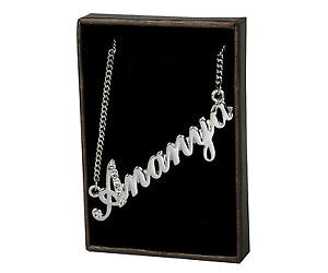 �y���������z�A�N�Z�T���[�@�l�b�N���X�l�b�N���X�z���C�g�S�[���hcollar de nombre ananya 18 ct blanco oro plateadoalta calidad