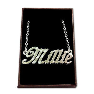 �y���������z�A�N�Z�T���[�@�l�b�N���X�S�[���h�l�b�N���X�u���C�_���X�C�[�goro blanco plateado collar de nombremillieidea del regalo para ellaboda nupcial