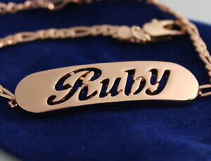 �y���������z�A�N�Z�T���[�@�l�b�N���X�u���X���b�g���r�[k�t�@�b�V����pulsera con nombre ruby 18 k oro plateado plateado moda regalo